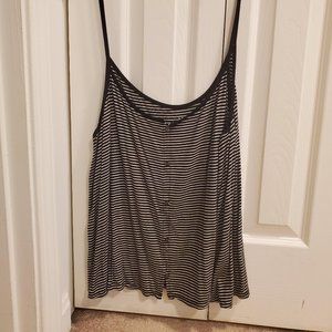 American Eagle Black White Striped Tank Top XL